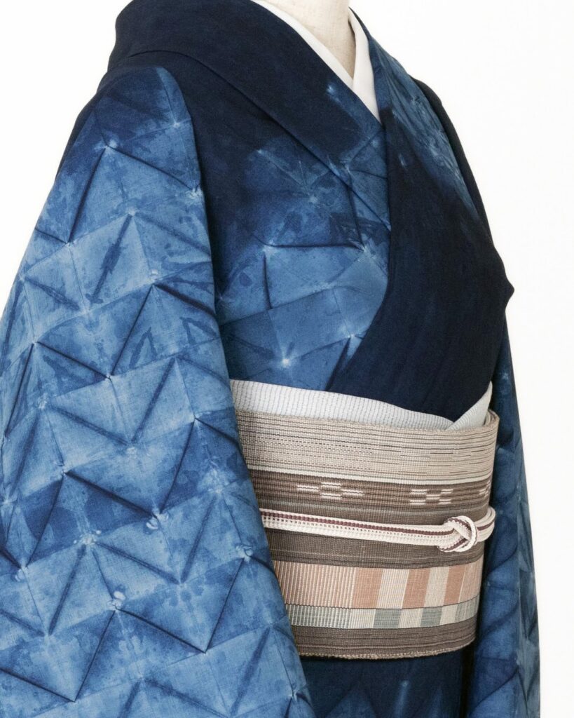 平敷さんの浴衣と鈴木さんのミンサー半幅のコーディネート