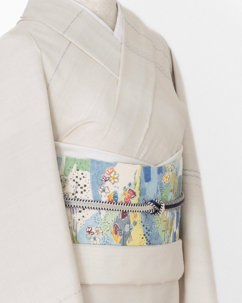 三才山紬と高山さんの帯のコーディネート