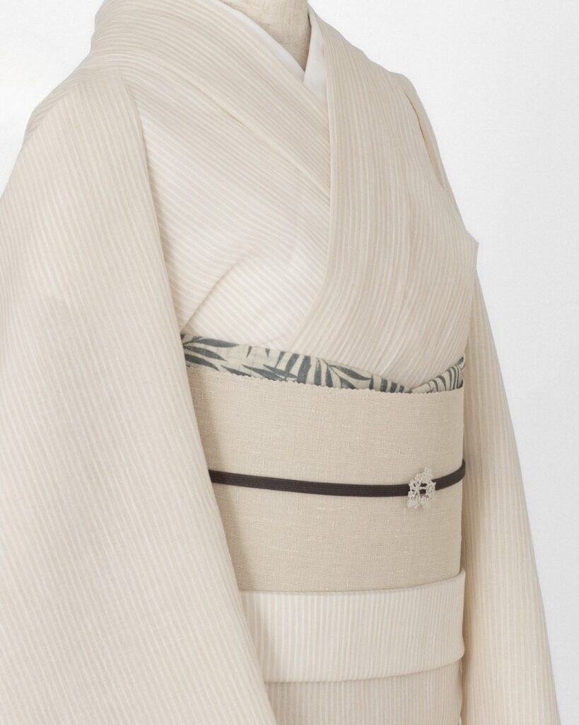 小千谷縮と紙布八寸帯のコーディネート