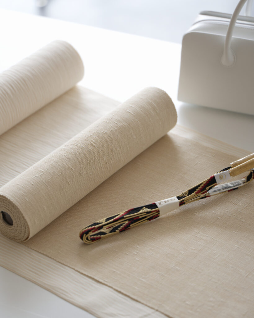 小千谷縮と紙布八寸帯のコーディネート