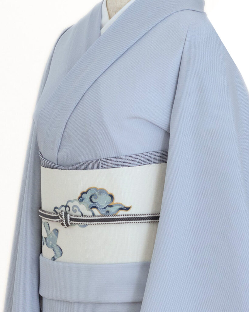 駒絽白着尺(五泉)×千成堂着物店 「三本絽の色無地」灰青
