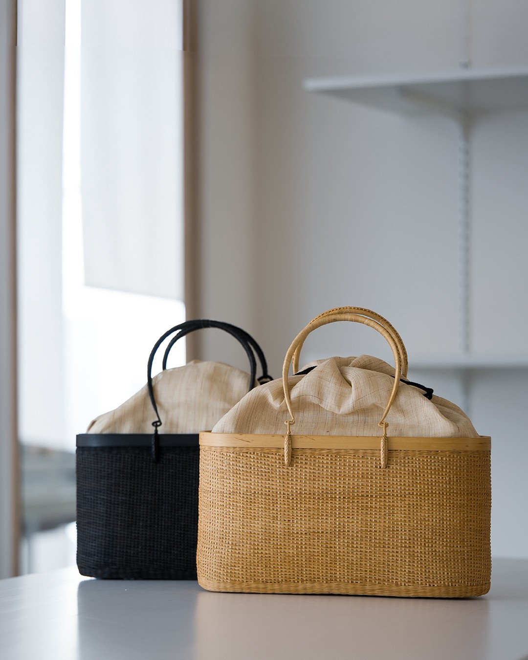 コムクリット工房の竹細工バッグ